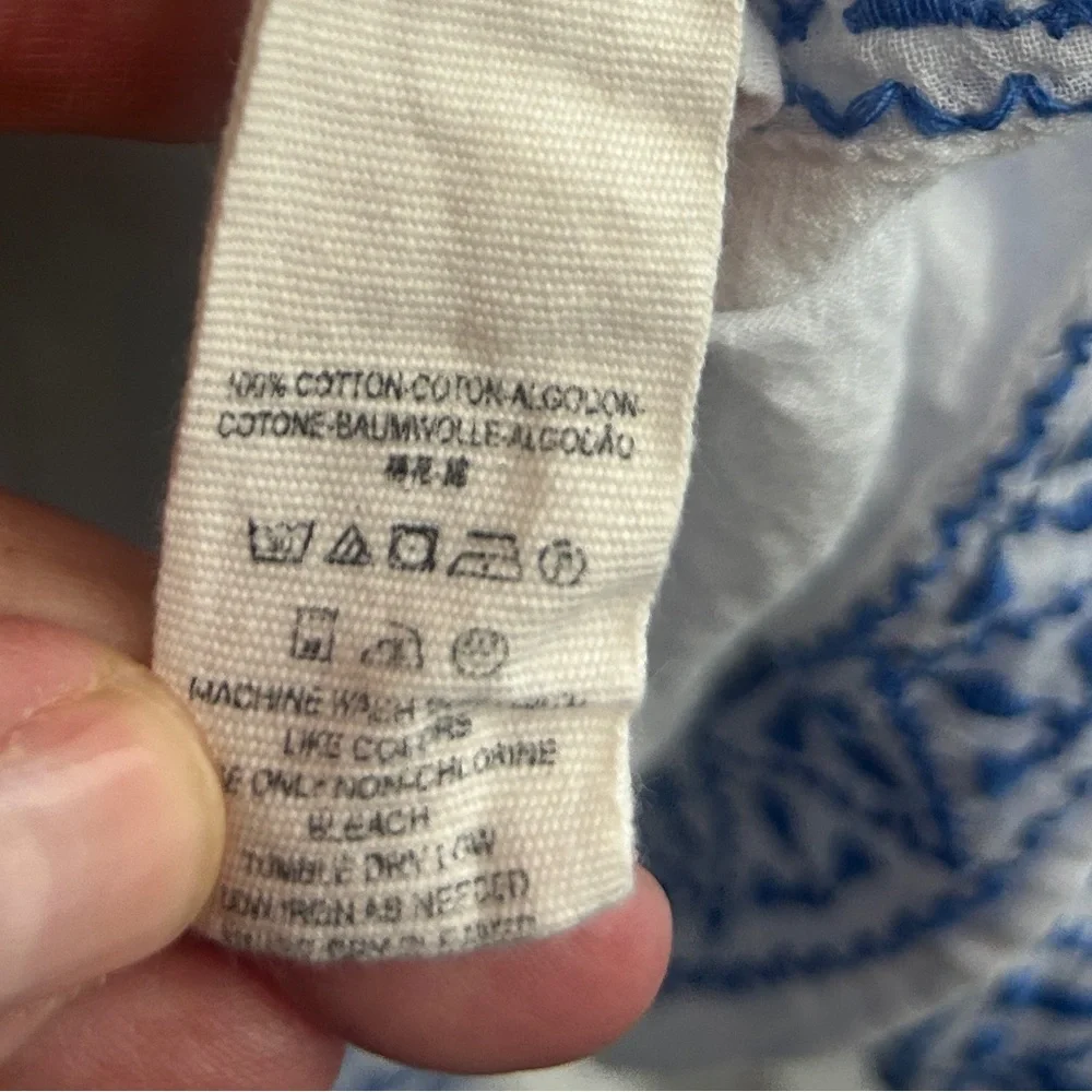 Free People White and Blue Embroidered Blouse - Picture 9 of 12